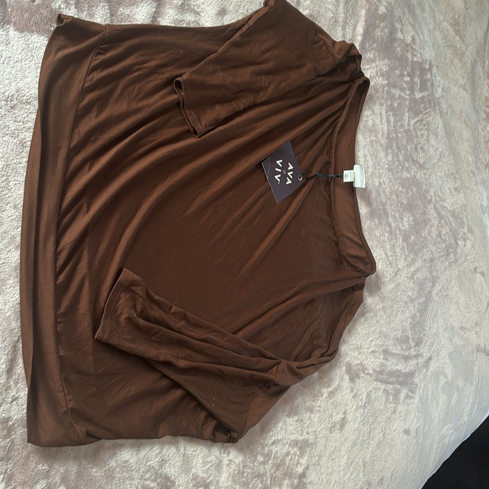 Ava & Viv Brown 3/4 Sleeve one shoulder down - Picture 8 of 8